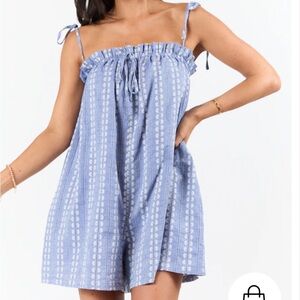 Pink Lily light blue Patterned Romper